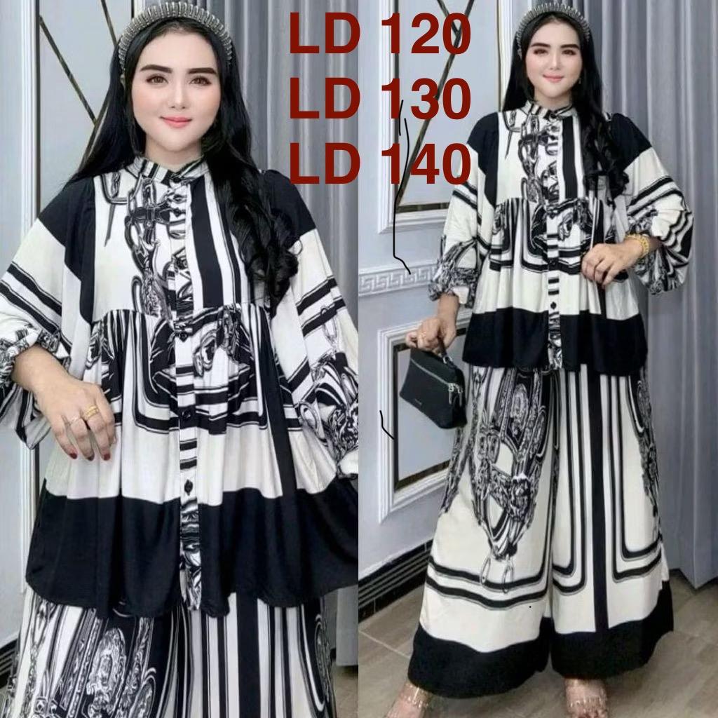 LASKIYA Setelan Rayon Motif Kekinian LD 120 130 140 Setelan Rayon Super Jumbo