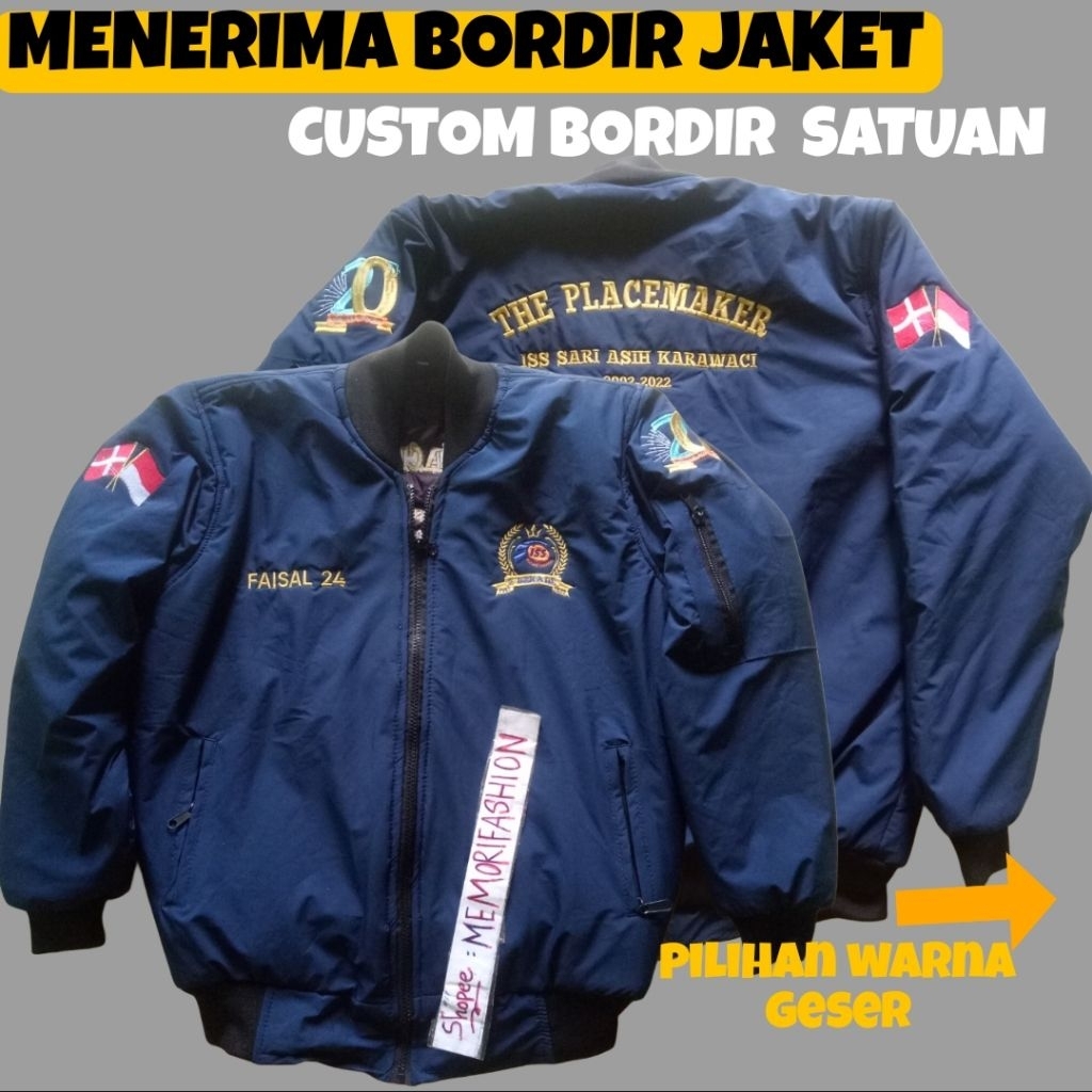 ( BORDIR BEBAS) JAKET BOMBER CUSTOM BORDIR SATUAN