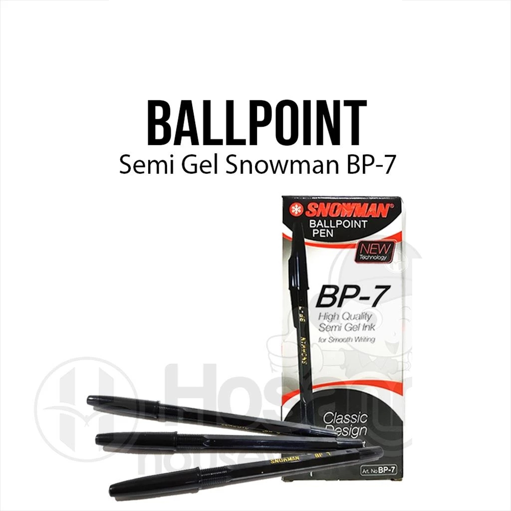 

12pcs Pulpen Snowman BP-7 / Pulpen Hitam Snowman