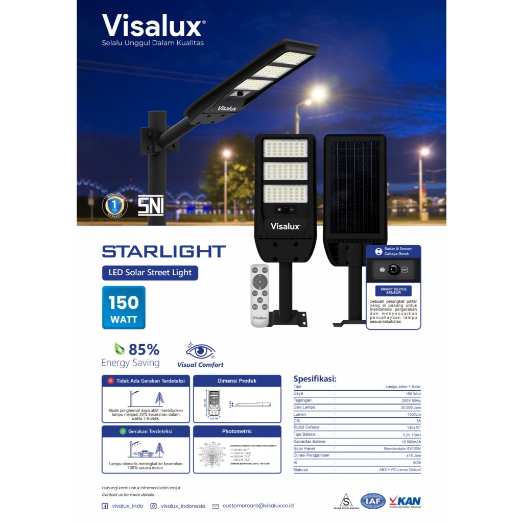 Visalux Lampu LED Starlight LED Solar Street Light Lampu Jalanan ORI