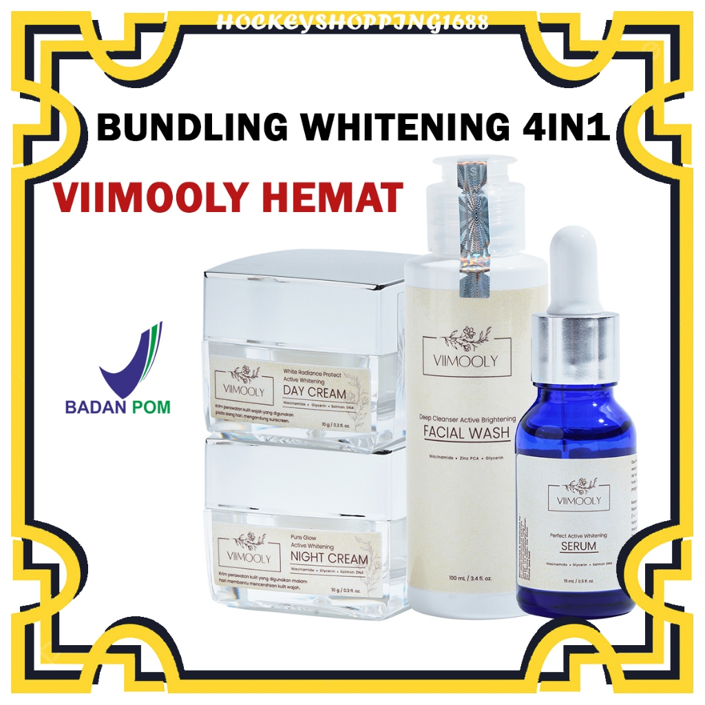 HS [ PAKETAN ] VIIMOOLY - PAKETAN DNA SALMON WHITENING SERIES 4PCS DAY CREAM NIGHT CREAM SERUM & FAC