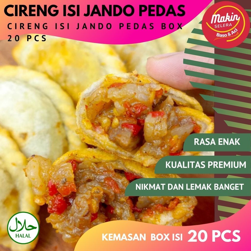 

( Khusus Medan Sekitar Nya Saja ) Cireng Isi Jando Pedas Box 20 Pcs Cireng Isi Tetelan sapi 20 pcs COD By Makin Selera