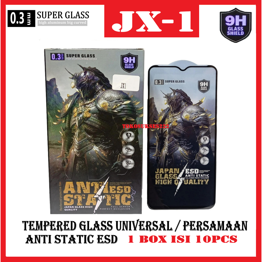 1 Box isi 10pcs Tempered Glass Full Screen JX-1 Persamaan Universal Anti Static ESD Japan High Quali