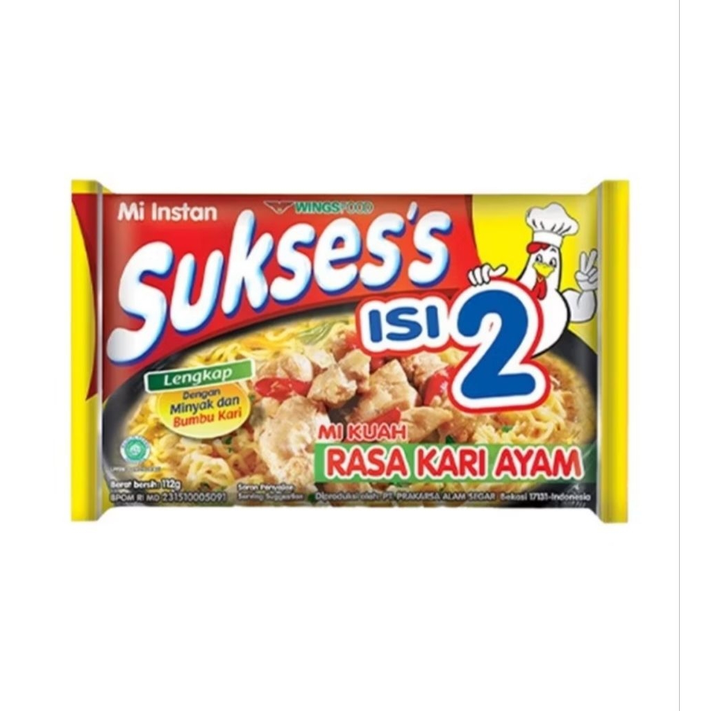 

Sukses isi dua mie kaldu Rasa kari ayam / Mie Instan kuah