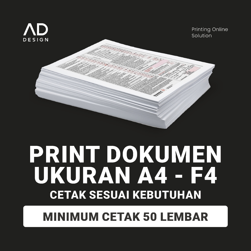 

PRINT DOKUMEN, CETAK DOKUMEN UKURAN A4 & F4 BAHAN HVS 80 GSM