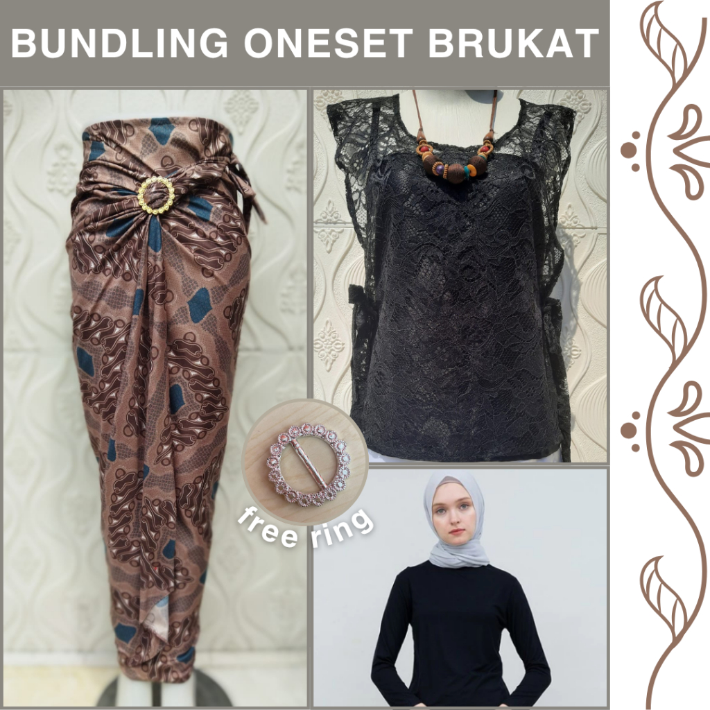 Satu Set Vest Brokat Rompi Kondangan Setelan Inner Outer Rok Cewek Setelan Kebaya Modern One set Ves
