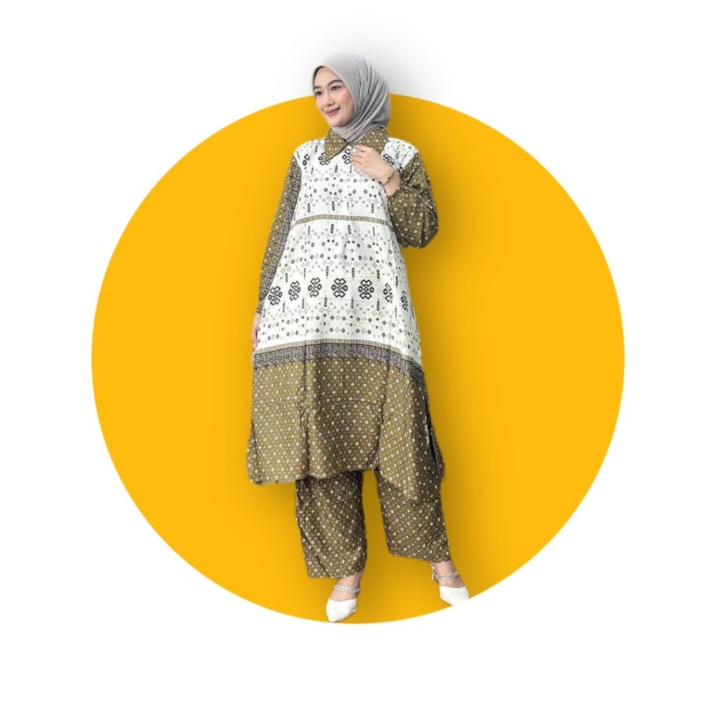 one set tunik, one set tunik murah, one set tunik kekinian, one set tunik adem, setelan tunik wanita