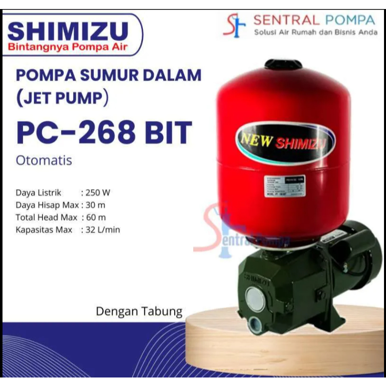 Mesin Pompa Air Shimizu Sumur Dalam PC-268 BIT + TABUNG