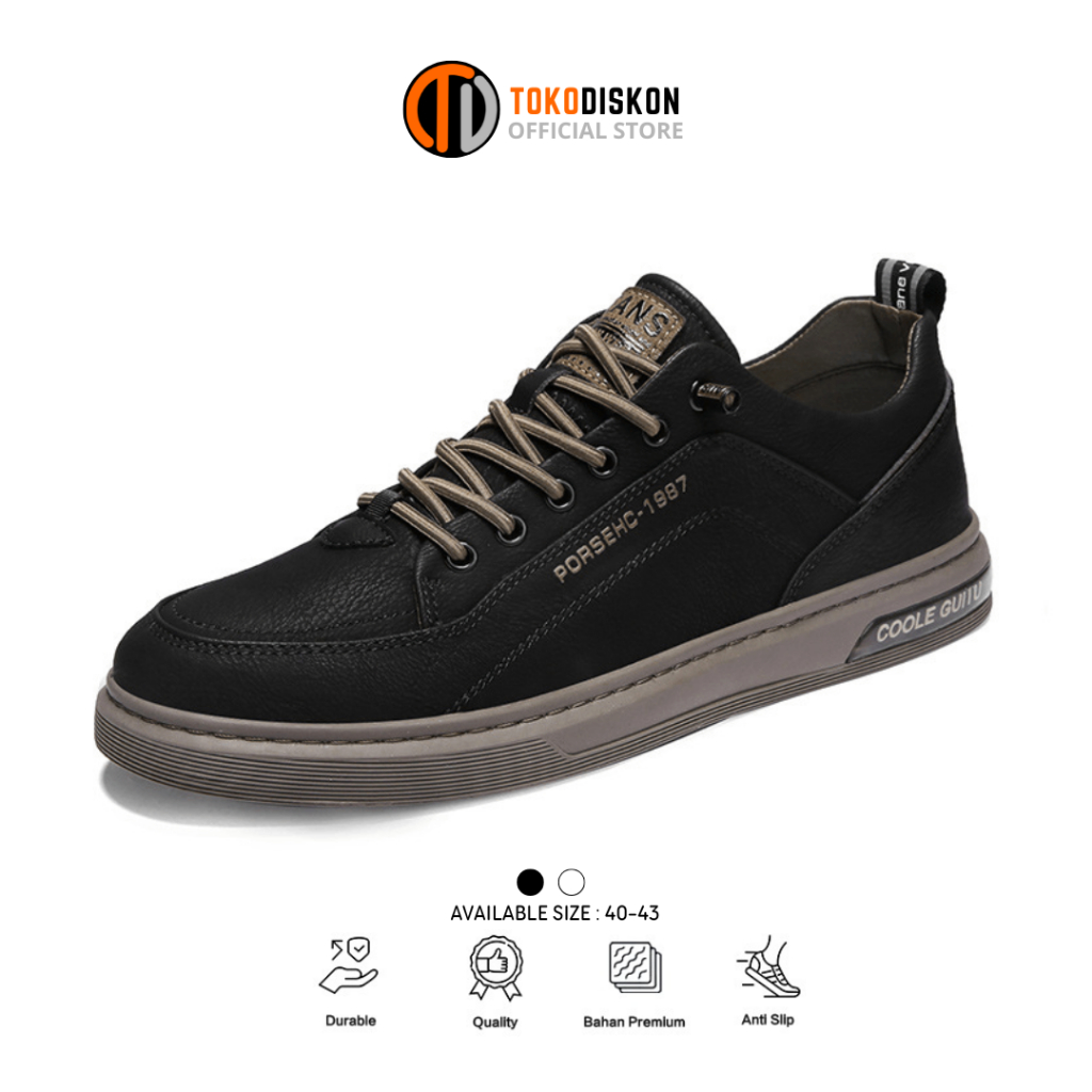 𝗧𝗢𝗞𝗢𝗗𝗜𝗦𝗞𝗢𝗡 Sepatu Sneakers Putih Polos Kerja Kasual Sepatu Model Fashionable Cowok porsech