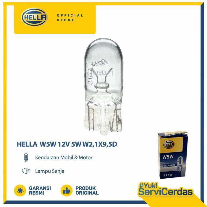 Lampu Senja Mobil Motor HELLA W5W 12V 5W W2,1X9,5D
