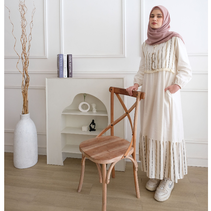 RILLEY - Gamis Reina | Dress Panjang Muslim Wanita | Gamis Wanita Terbaru Bahan Linen