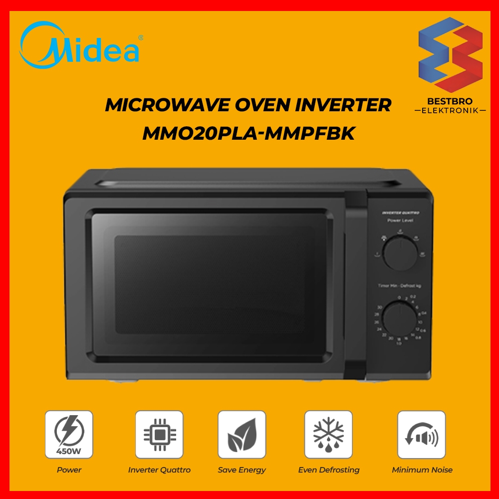 Midea Microwave Oven Inverter MMO20PLA-MMPFBK Kapasitas 20 Liter Low Watt 450W