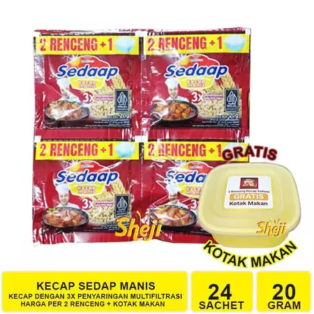 

2 RENCENG 24 SACHET x 20gr KECAP MANIS SEDAP + GRATIS KOTAK MAKAN Sedaap