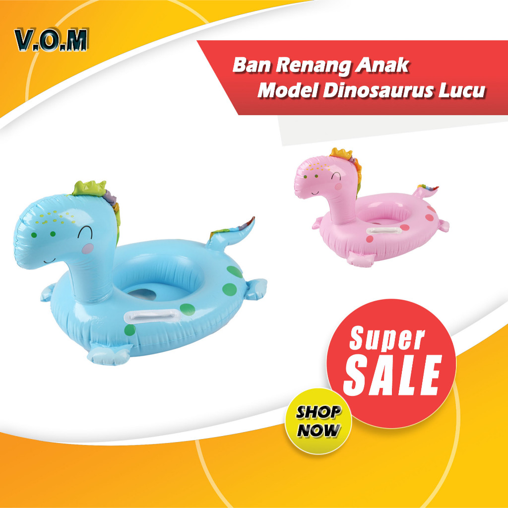 Ban Renang Anak Dinosaurus Lucu – Diameter 60cm | Pelampung Bayi Aman & Nyaman A201
