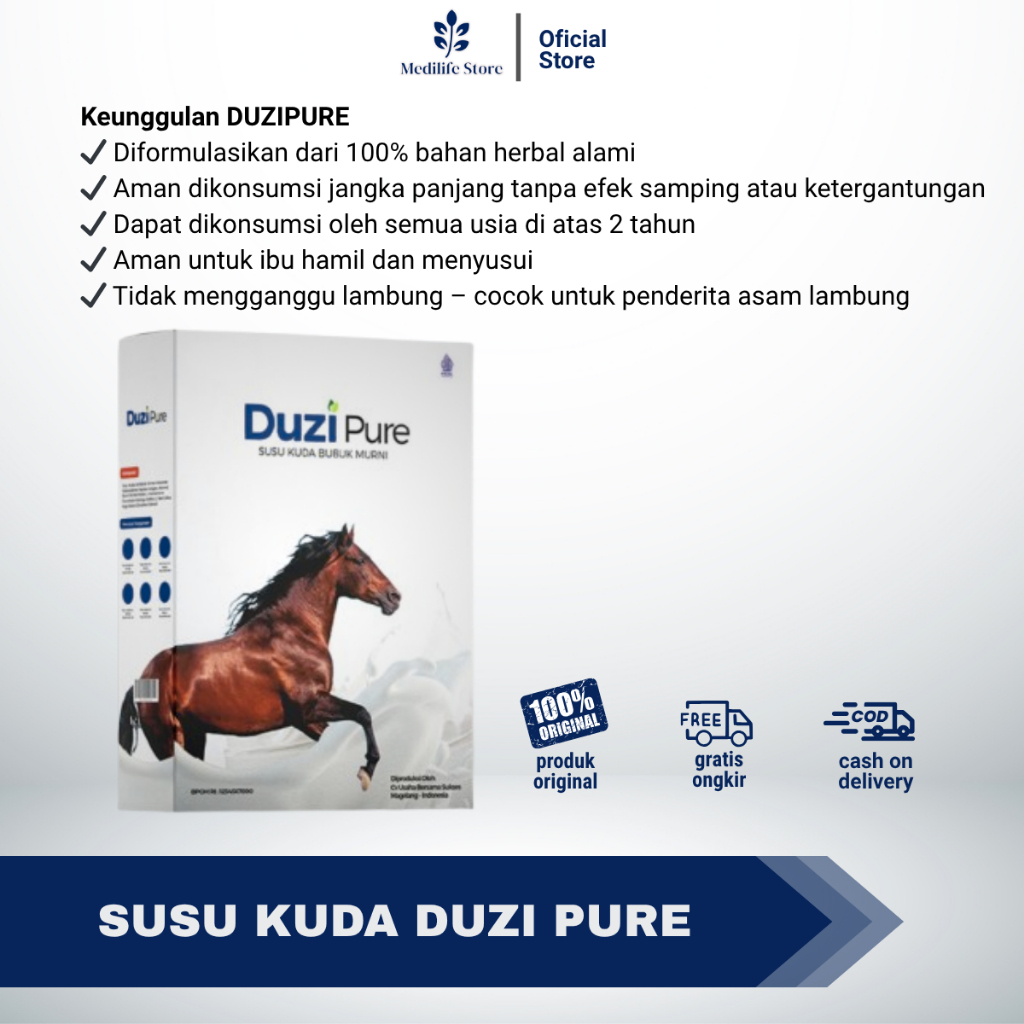 

DUZI PURE - susu kuda lombok bubuk | 1 box isi 200 gram | original berkualitas