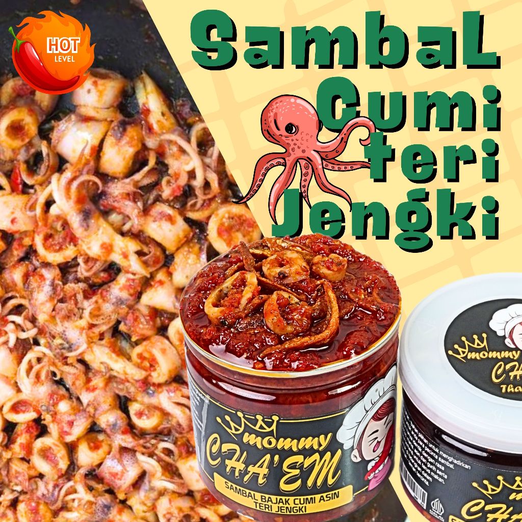 

Sambel Cumi Teri Jengki Sambal Merah Cumi Asin Ikan Teri Halal Praktis Pedas Manis / Berat 130gr / 200gram / Sambel Mommy Cha'em