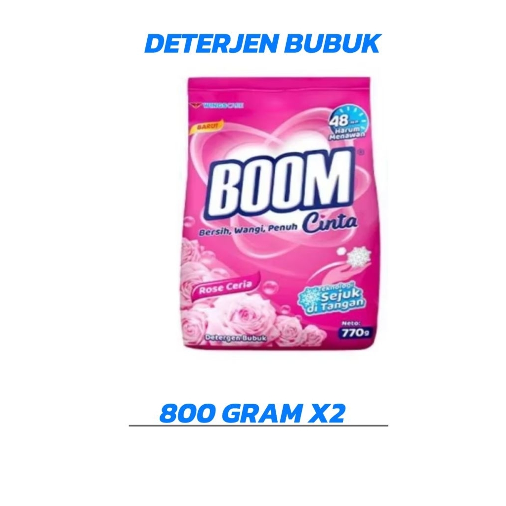 deterjen bubuk boom 800 gr murah (2 pcs)/boom deterjen bubuk 800 gram GROSIR/deterjen boom/deterjen 