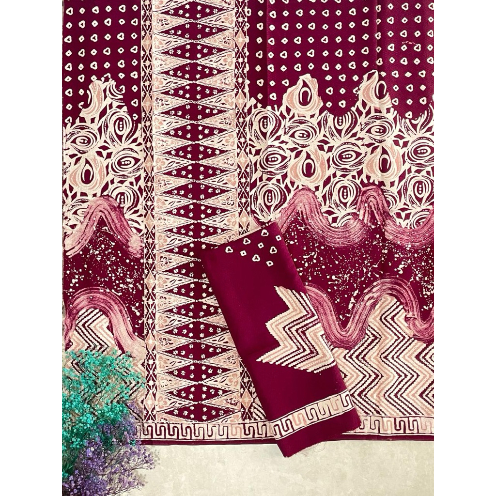 kain batik cap bahan doby set sarung selendang motif pulau ceplok