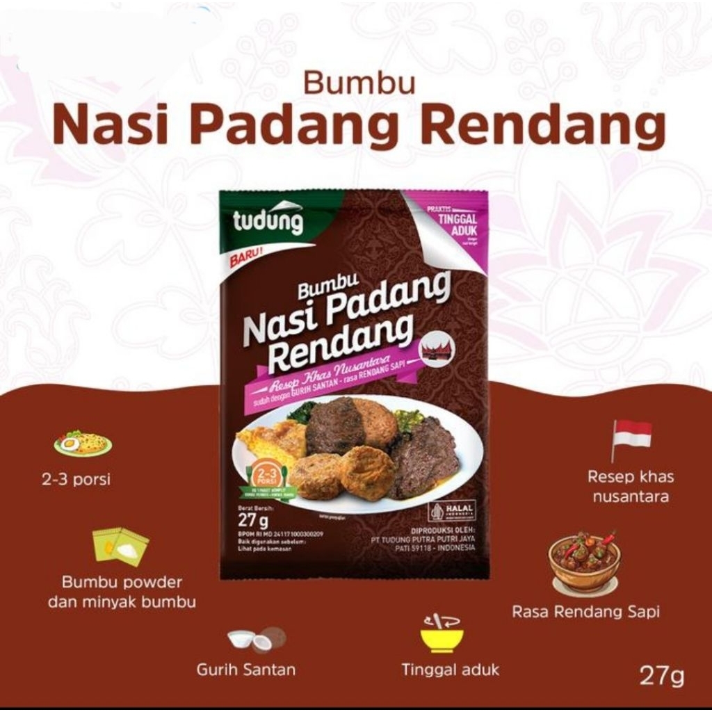 

Tudung Bumbu Nasi Padang Rendang (27 Gr)