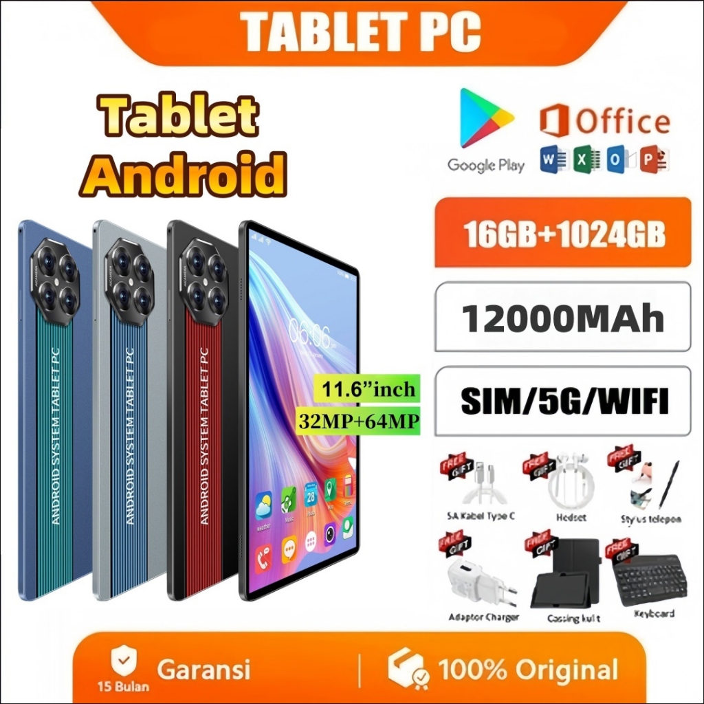 [Bisa COD] Tablet Max80 PC Asli Baru Tab 11.6inch  16GB+1024GB Tablet Android 11.6inch Layar Full Sc