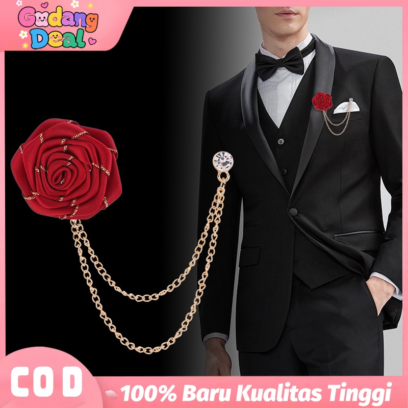 Bros Bunga Tusuk Jas Pria Corsage Mewah untuk Pengantin Pria Flower Brooch Pernikahan & Aksesori Jas