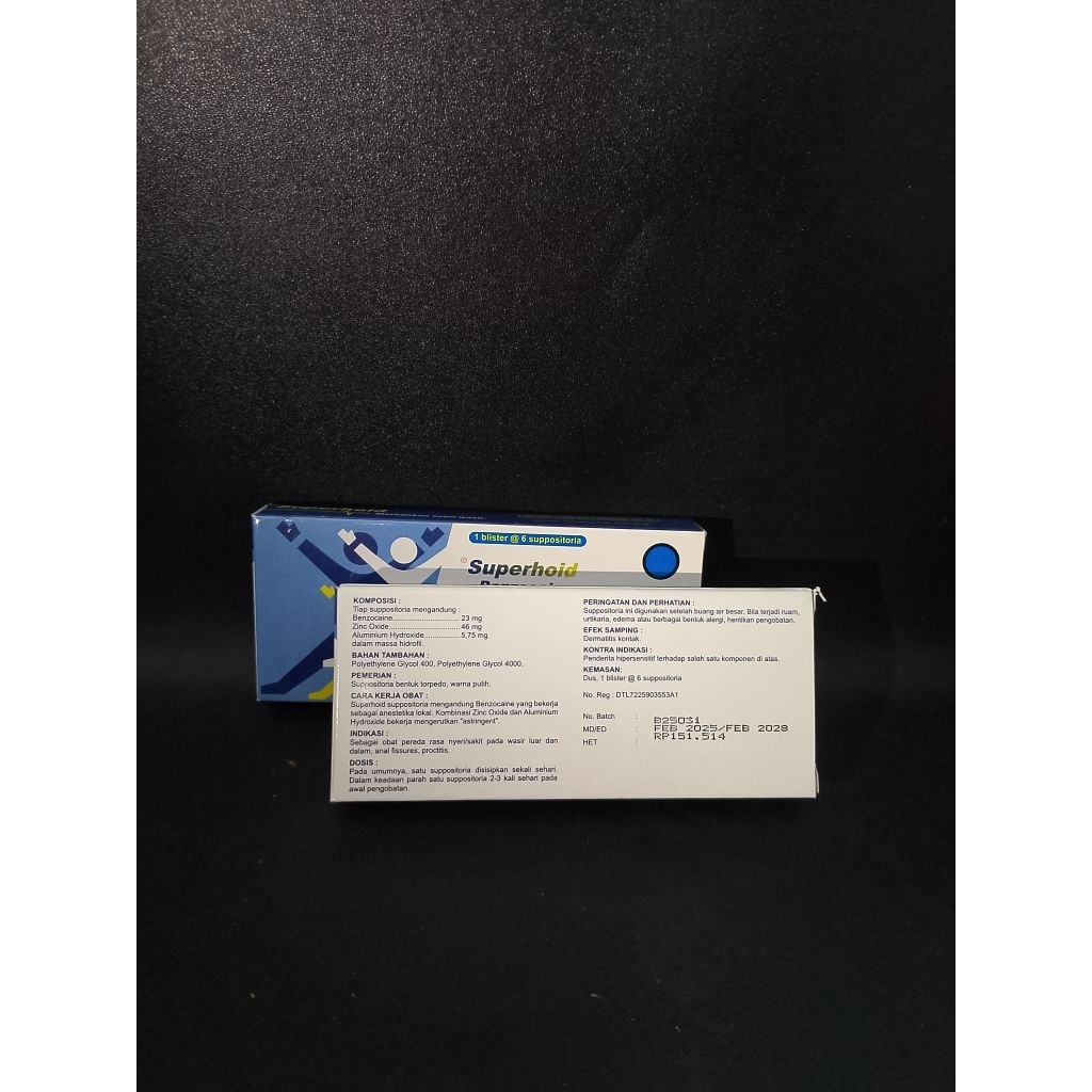 Superhoid Suppositoria (1box @6supp) - Obat Wasir