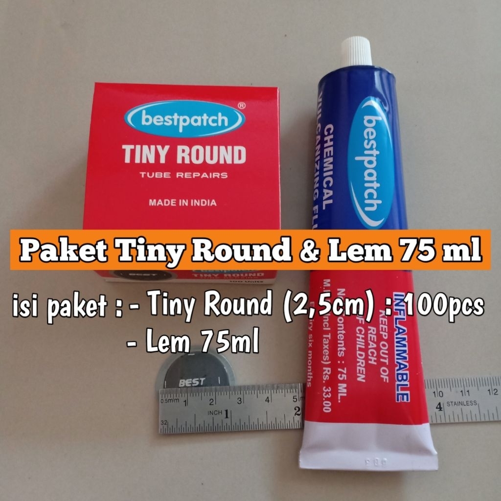 Paket Tambal Ban Dalam Tip Top Bestpatch Tiny Round 25mm dan Lem 75ml - Tip Top Bestpatch