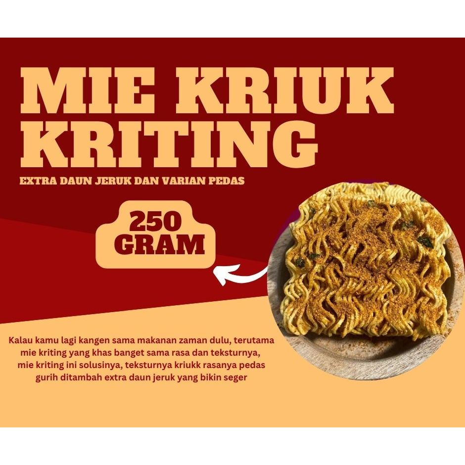 

Mie Kriting Kriukk Daun Jeruk Enak Lezat 250gr