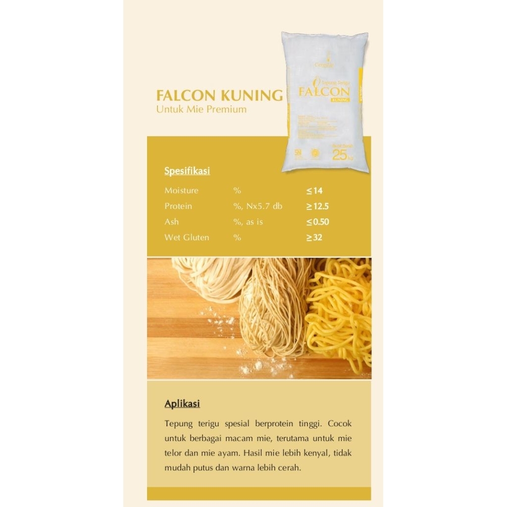 

TEPUNG TERIGU FALCON KUNING 25KG (KHUSUS INSTAN(