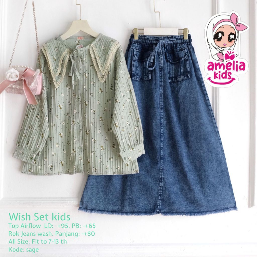 SETELAN ANAK PEREMPUAN TERBARU by AMELIA KIDS || WISH SET KDIS ROK // KEVINA SET JEANS ROK KIDS PREM