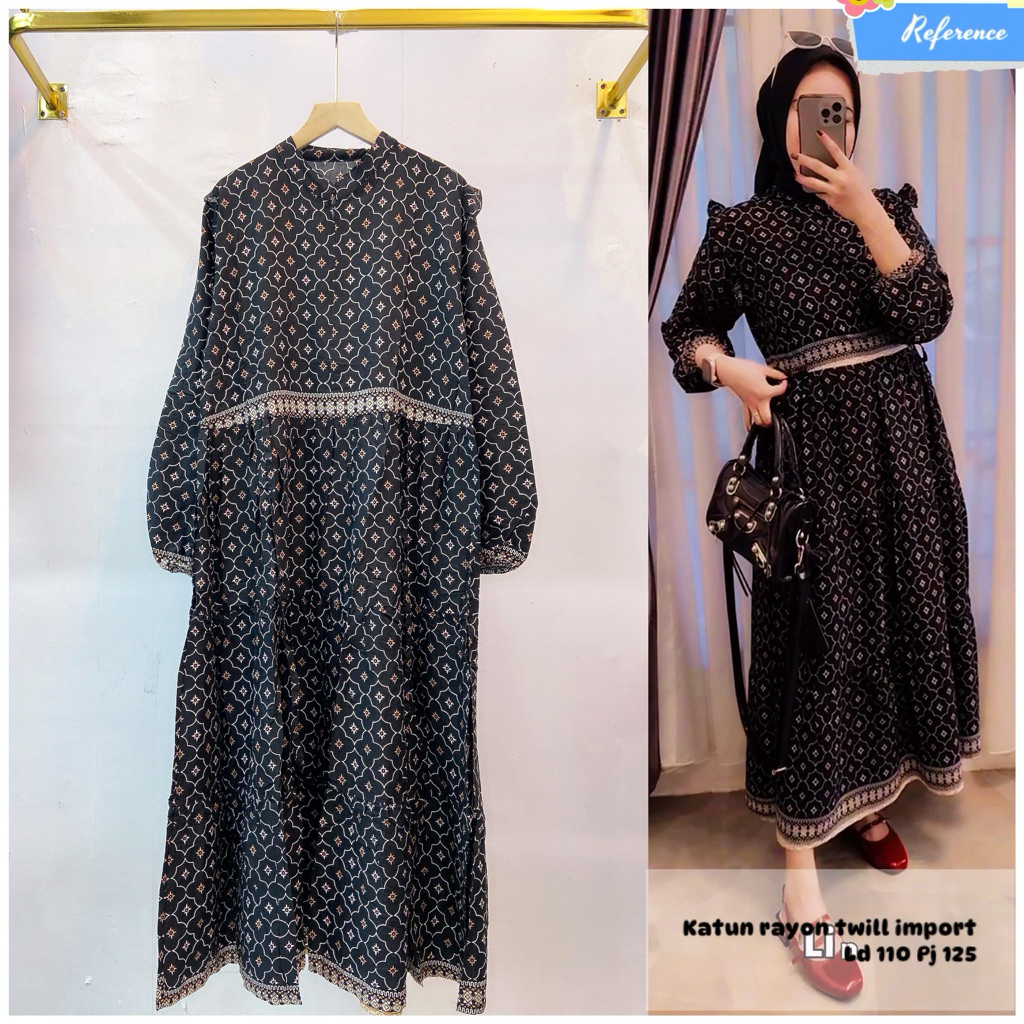 gamis katun twill ld 110 warna hitam