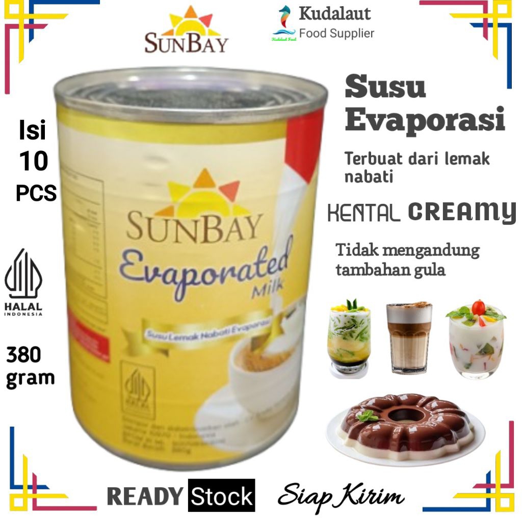 

SUNBAY Evaporated Milk - Susu Evaporasi (Paket isi 10 pcs); Kemasan Kaleng; 380g