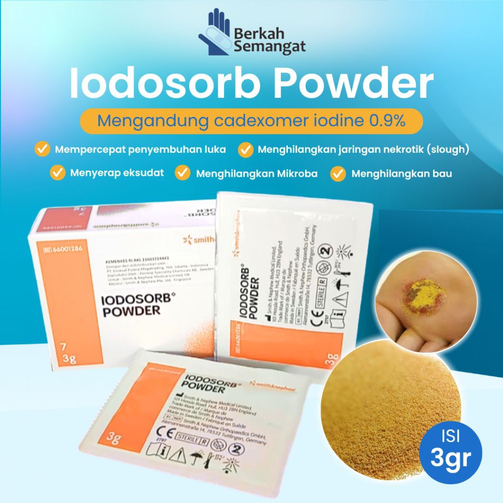 Iodosorb Powder / Iodosorb 3gr / Iodosorb Bubuk / Wound Care / Luka Diabetes / Nufagro / Star Ag / P