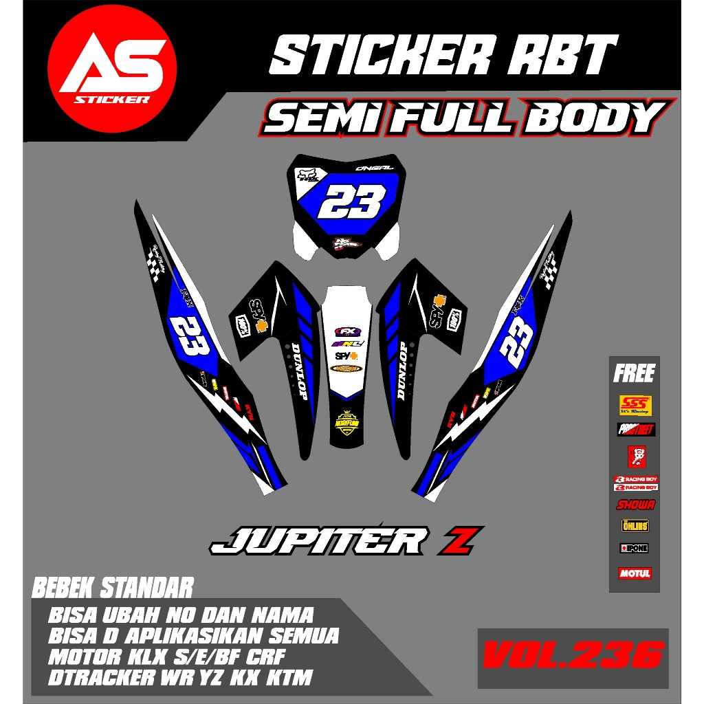 Sticker RBT JUPITER Z SEMI FULL BODY  MOTOR RBT BEBEK MODIF SUPERMOTO YZ CRF KLX KX KTM RBT new terb