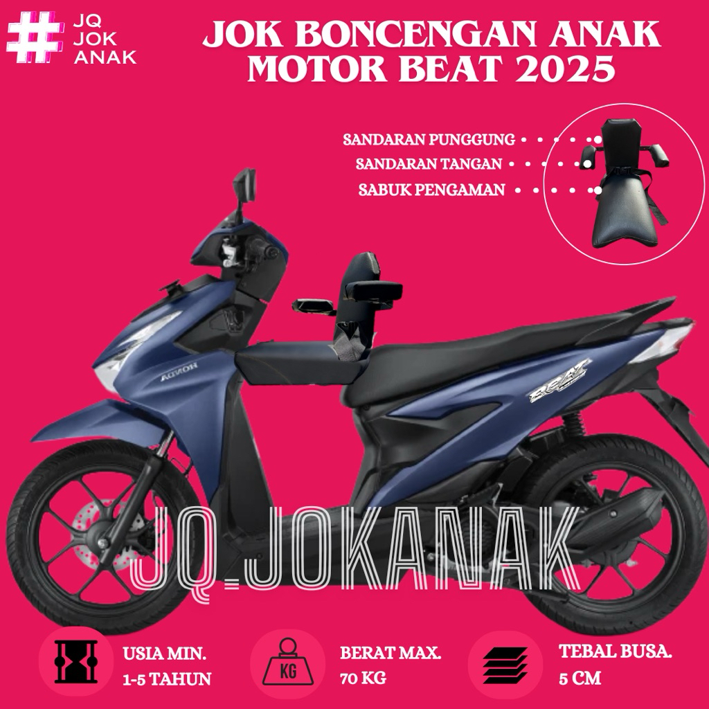 Jok Boncengan Anak Dengan Sandaran Motor BEAT 2025 Kursi Dudukan Anak Motor Matic
