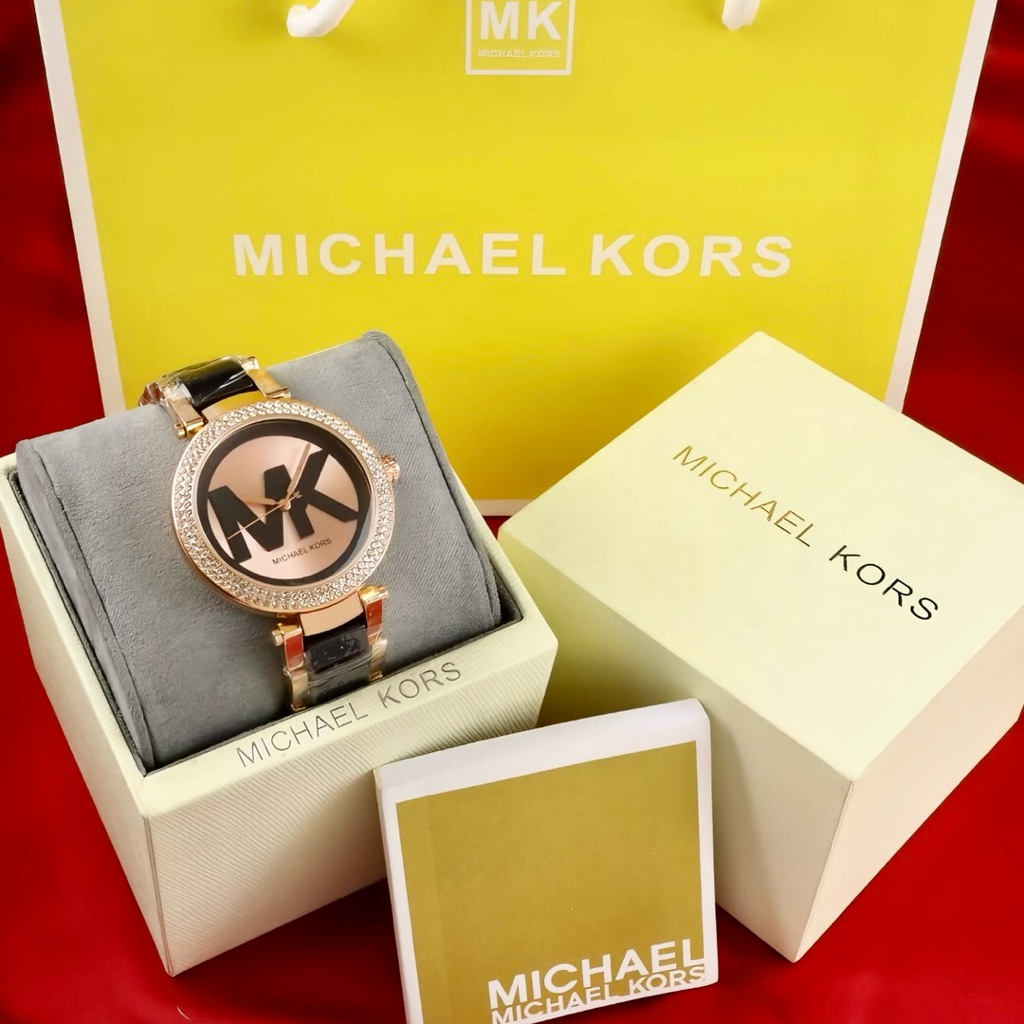 Free Box Import + Buku + Paper Bag  Jam Tangan Fashion Wanita Kode-Mk9087 Casing Diamond Rantai Kera