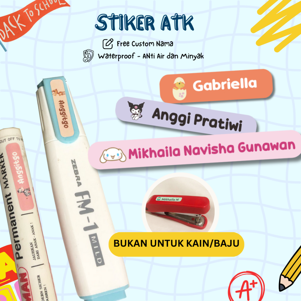 

Stiker Alat TUlis Label ATK Bahan Anti Air Waterproof