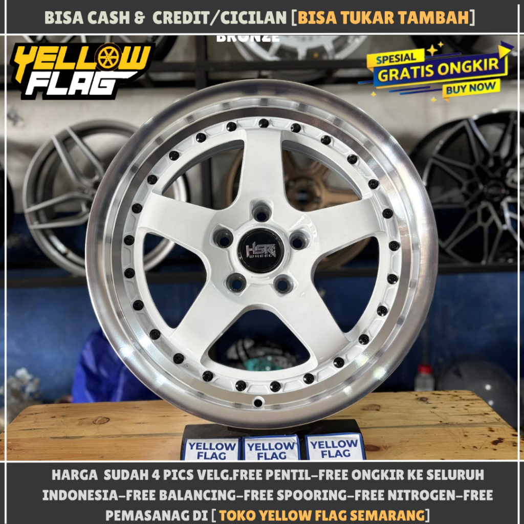 VELG MOBIL CELONG RING 18 HSR BOB LUBANG 5X114,3 ET42 LEBAR 8 WHITE MACHINE LIP