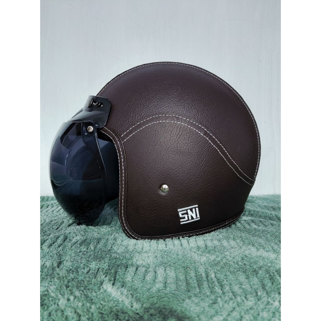 Helm bogo kulit murah busa tebal berkualitas free box