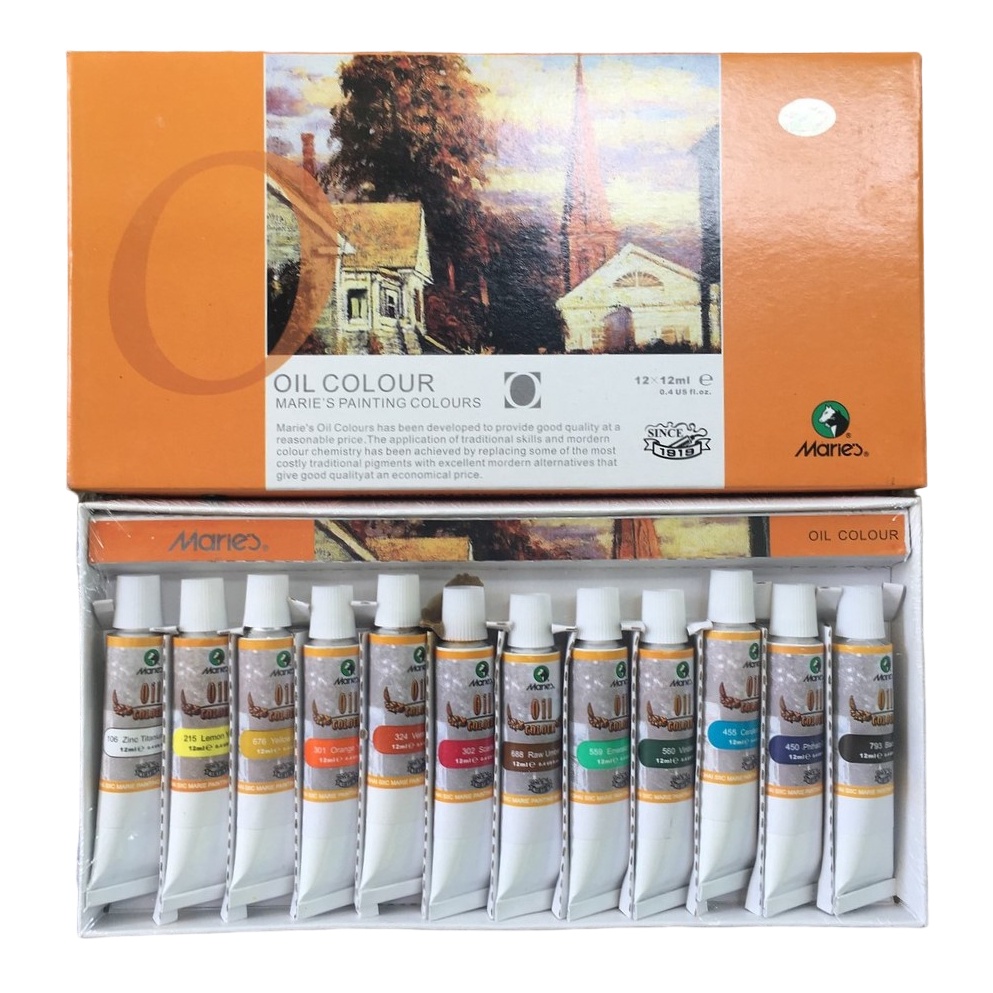 

KODE Y6H Oil Colour 12 Warna E1386B MARIES Cat Minyak Cat Air Cat Akrilik Cat Melukis