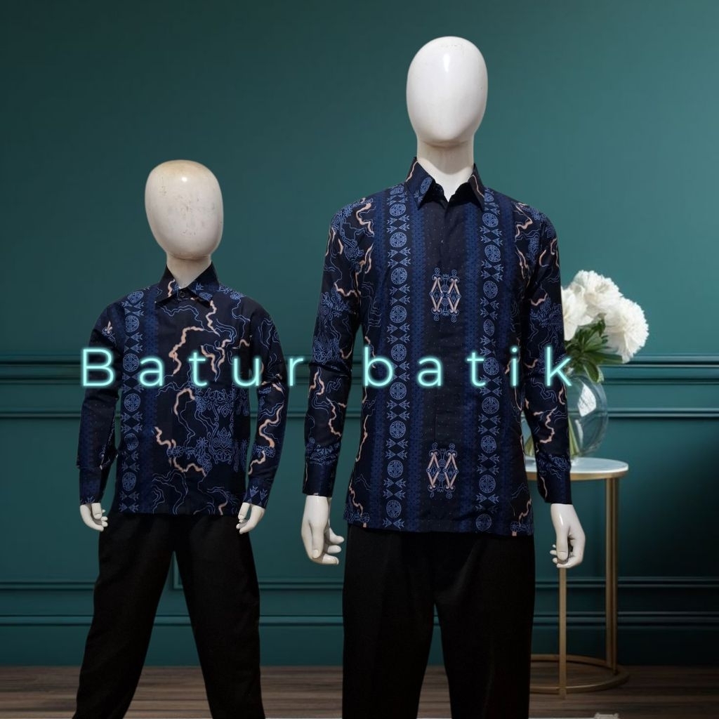New Couple Ayah Anak Motif Raja Ampat Bahan Katun Premium Lengan Panjang Lapis Furing