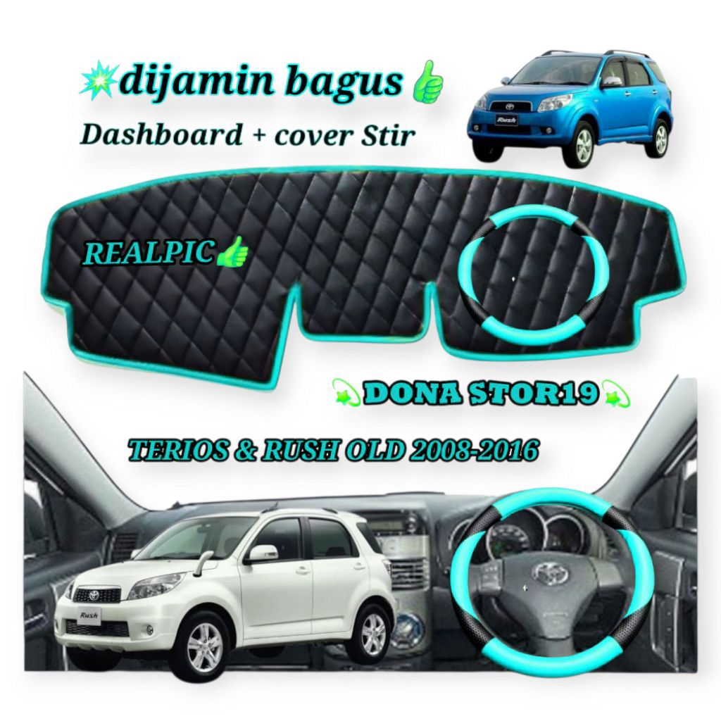 TR3D Mobil Terios 2008-2016 Pelindung Dashboard + Sarung Setir Sepaket