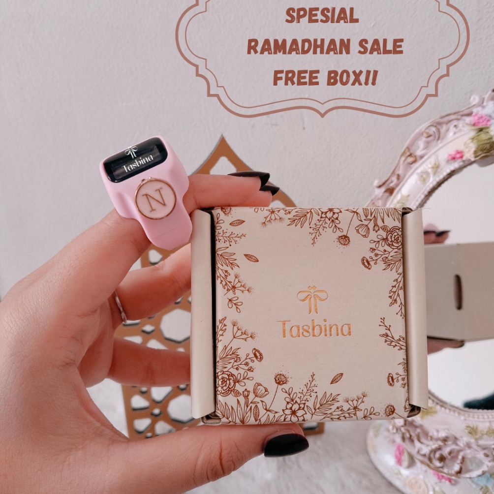 KODE L13F Tasbina RING LED Tasbih Digital Cincin Cantik Tombol Inisial Huruf