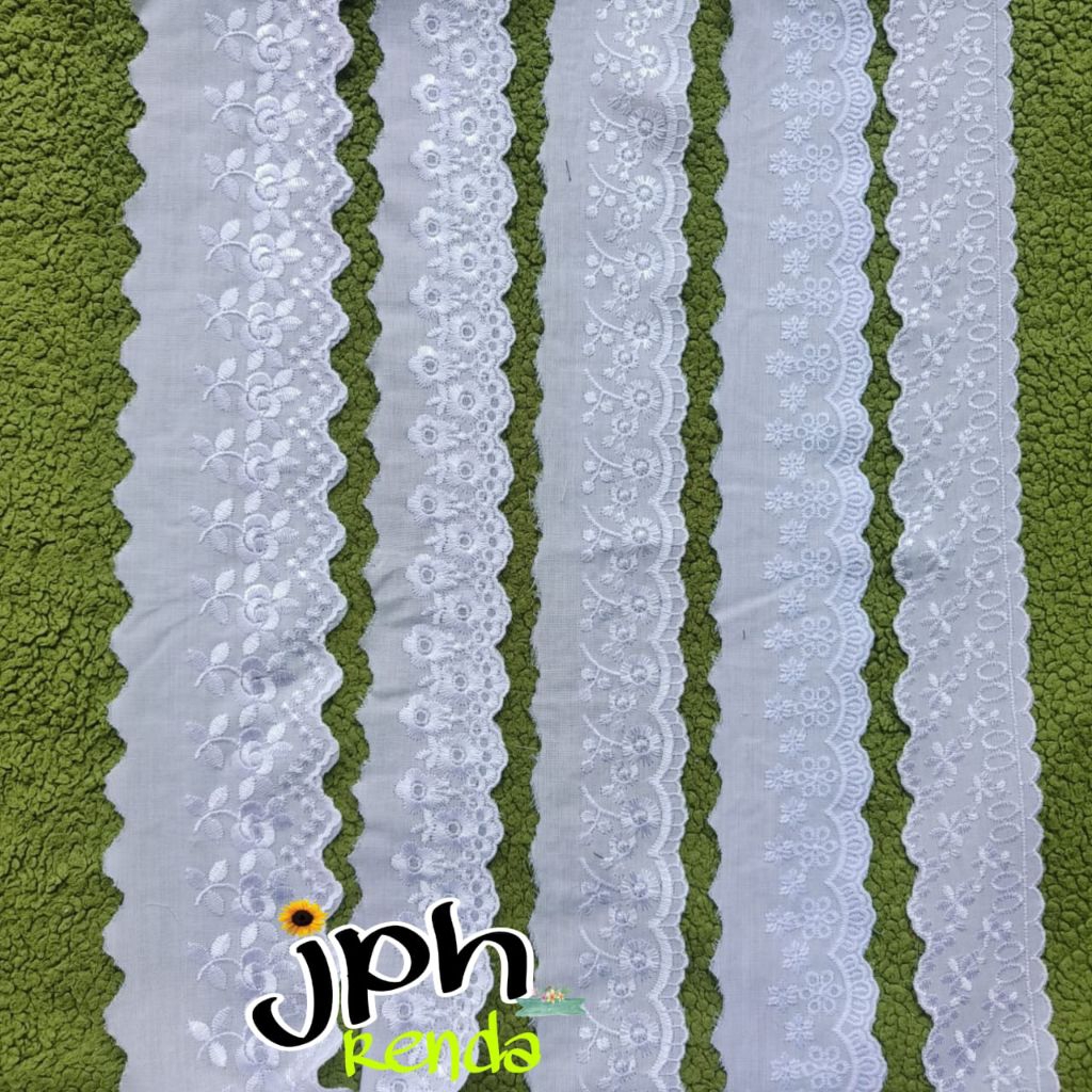 (harga per 100cm) renda katun jepang, renda katun bordir