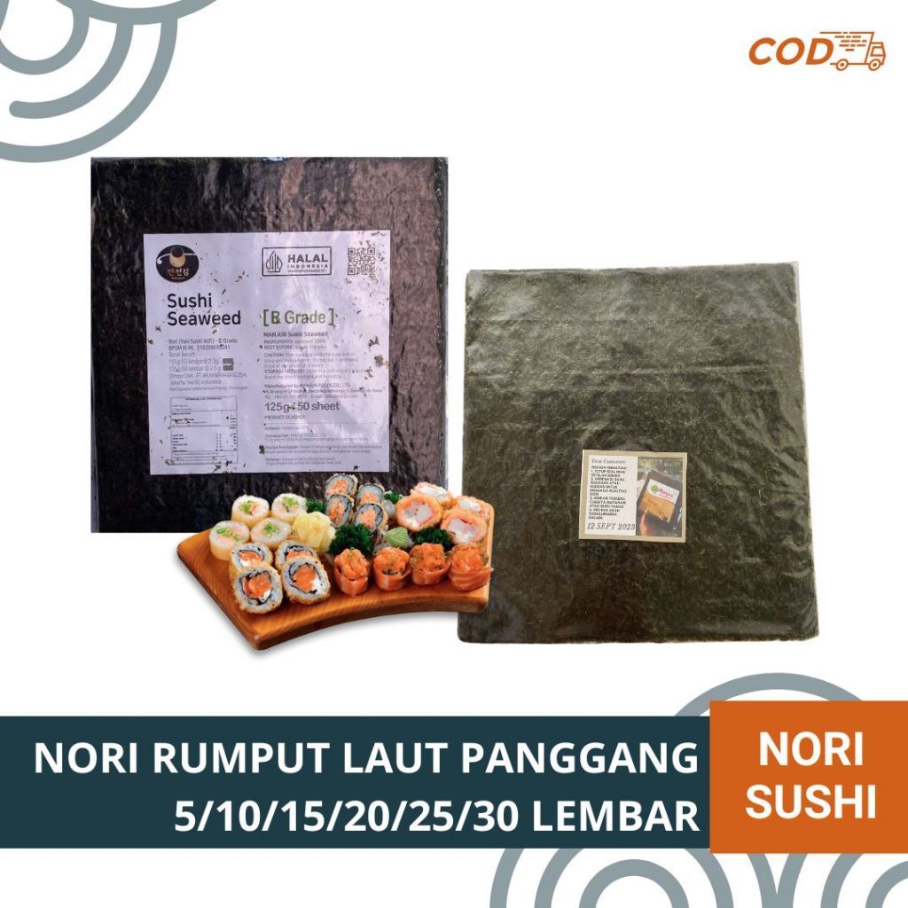 

Manjun Yaki Sushi Nori Lembaran - Nori Rumput Laut - Nori Seaweed - Nori Sushi Halal - Kimbab Kimbap Gim
