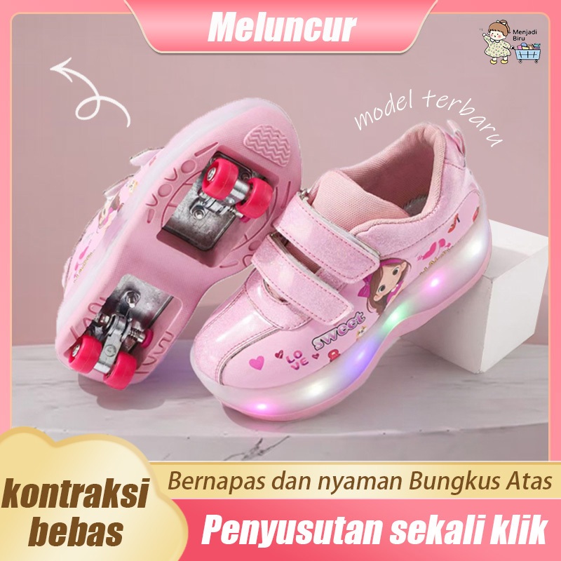 DISKON sepatu roda anak perempuan - cahaya otomatis, desain unik & nyaman