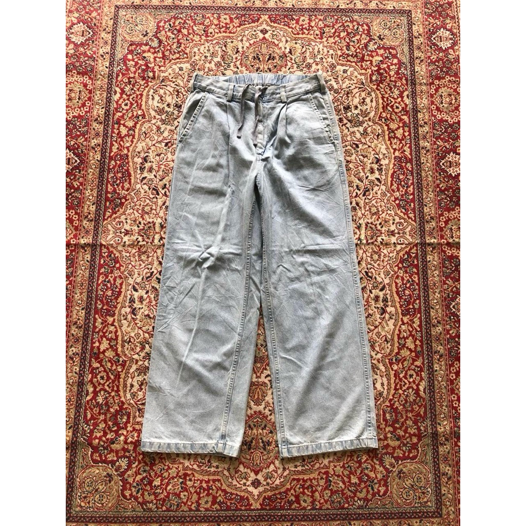 Celana Gu denim baggy slacks pants Gu japan streetwear baggy pants HF984