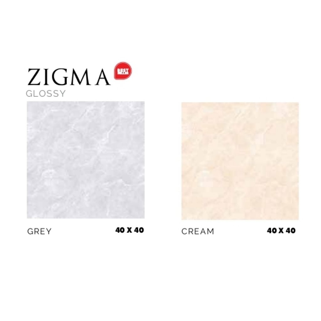 KERAMIK MEREK ASIA TILE TYPE ZIGMA GREY ZIGMA CREAM UKURAN 40X40 GLOSSY