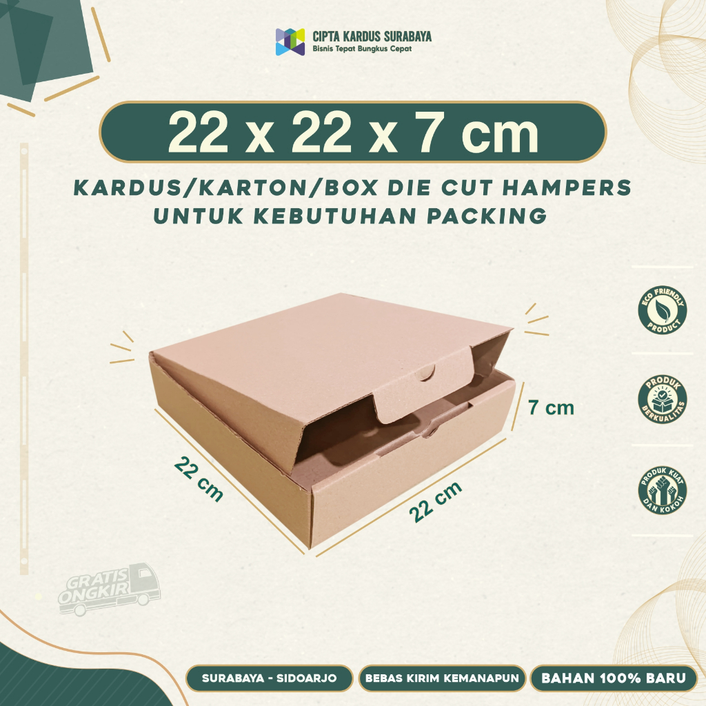 

Kardus Die Cut 22x22x7 | Box packing | Karton Packing