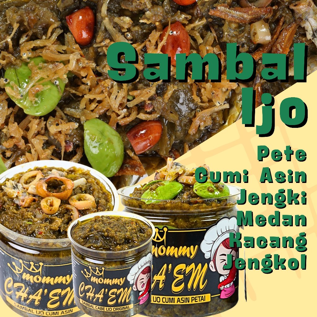 

Sambal Ijo Cumi Asin Ayam Suwir Ikan Teri Medan Jengki Cumi Asin Pete Petai Cumi Asin Sambel Cabe Cabai Tomat Hijau Pedas Hot Level / Kemasan Berat 200gr / Sambal Mommy Chae'em